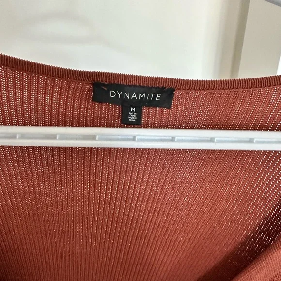 Dynamite Rust-Orange Cropped Button V-Neck Cardigan - Picture 2 of 3